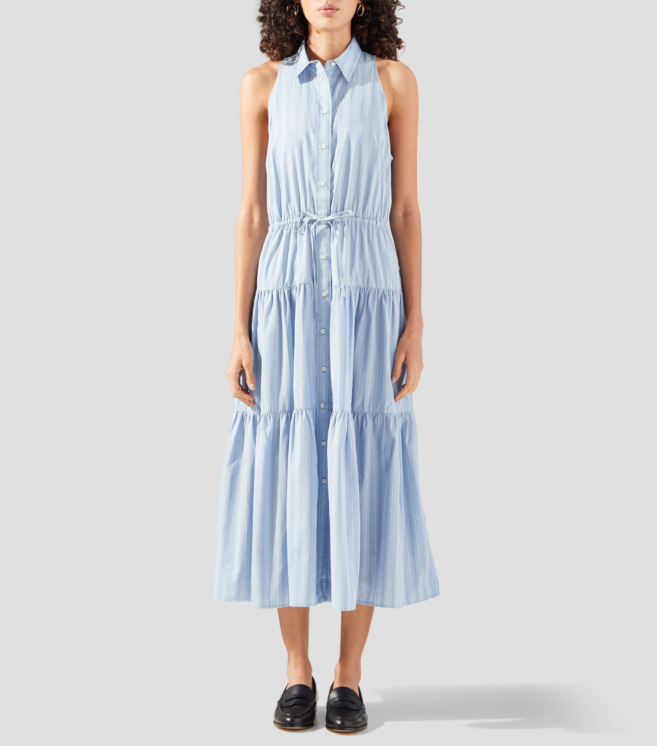 Vestido largo con rayas Mujer
